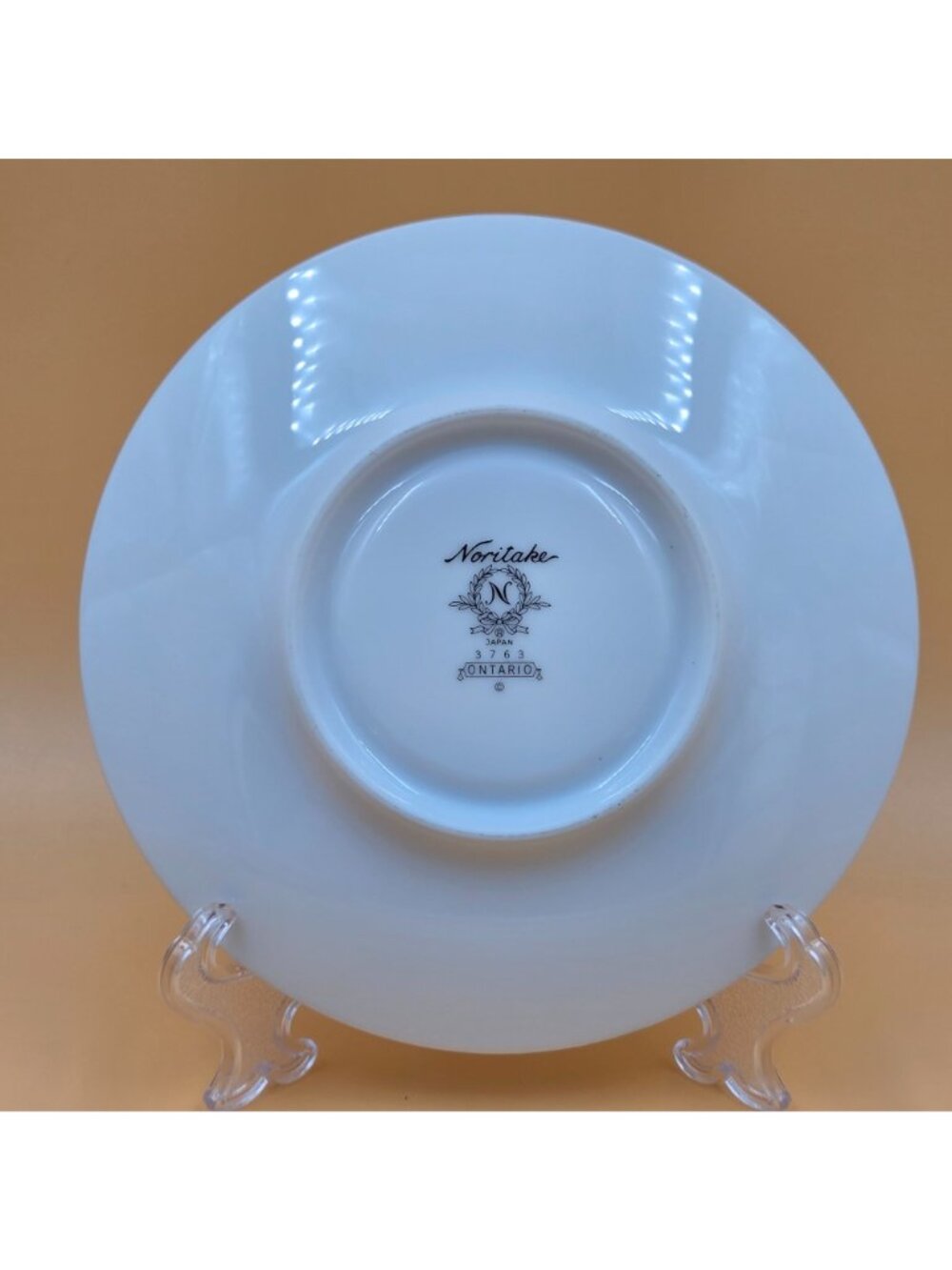 Noritake Ontario Set of 4 Footed Cup and Saucer Blue Gray Band White Pink Flower - Picture 6 of 16